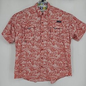 Columbia Shirt Mens XXL Super Bahama PFG Performance Fishing Red AOP
